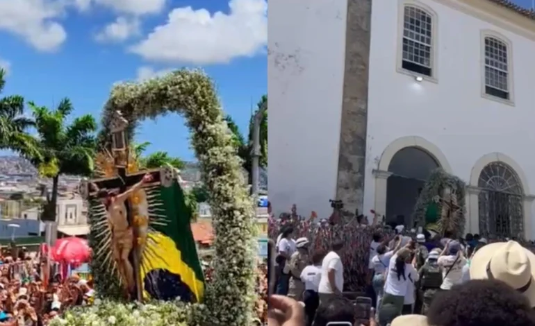 Imagem do Senhor do Bonfim chega à Colina Sagrada após longa caminhada
